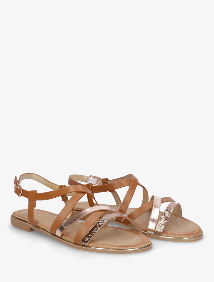 Nu-pieds à brides fantaisies croisées - Camel - 4