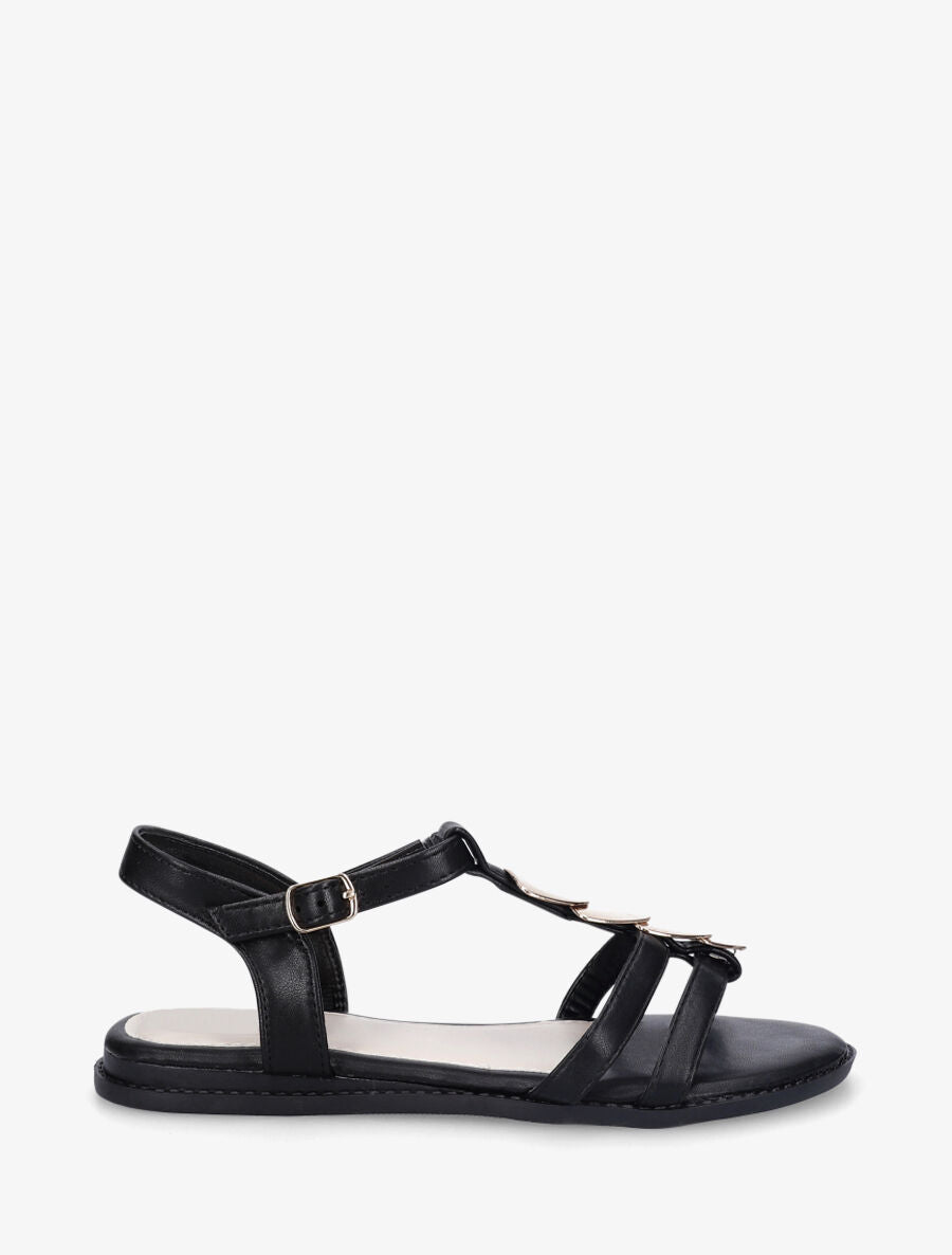 Nu-pieds en simili à bride bijoux - Noir - 5