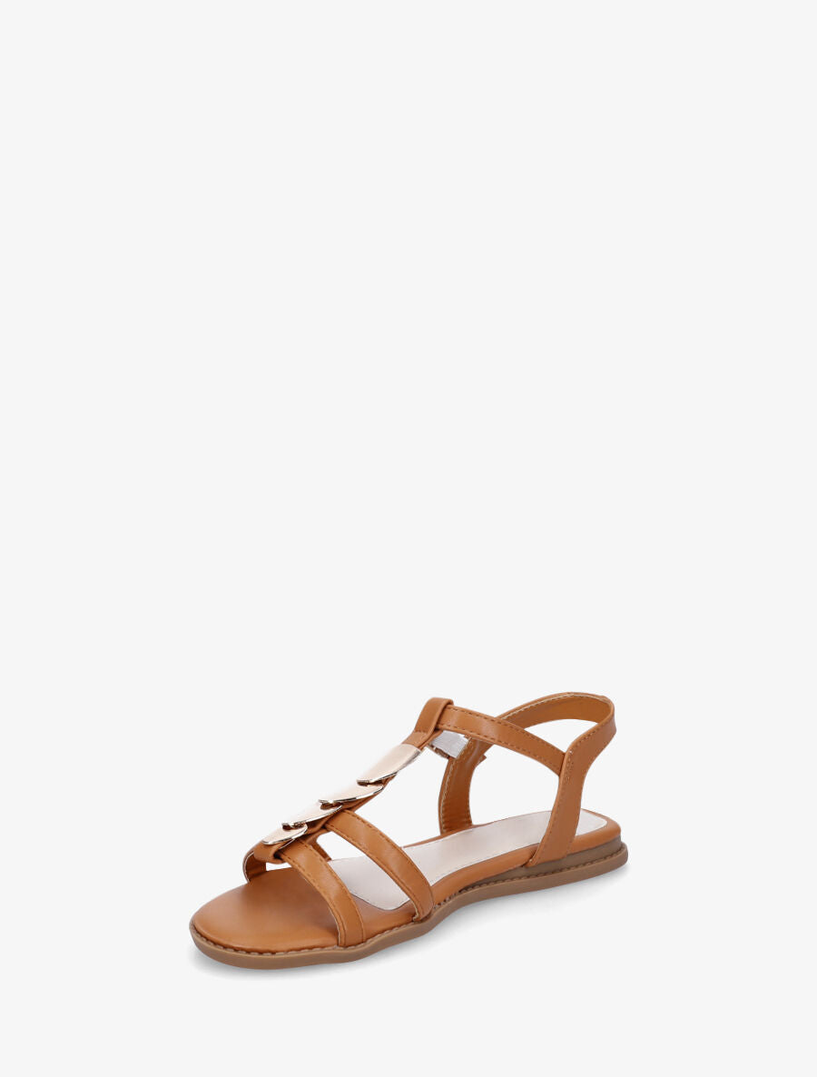 Nu-pieds en simili à bride bijoux - Camel - 3