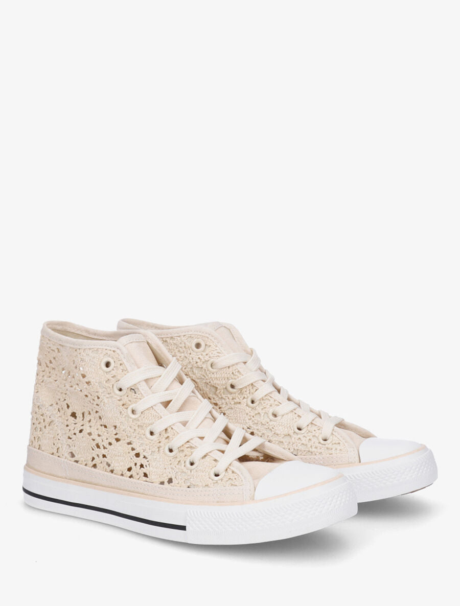 Tennis montantes en crochet - Beige - 4
