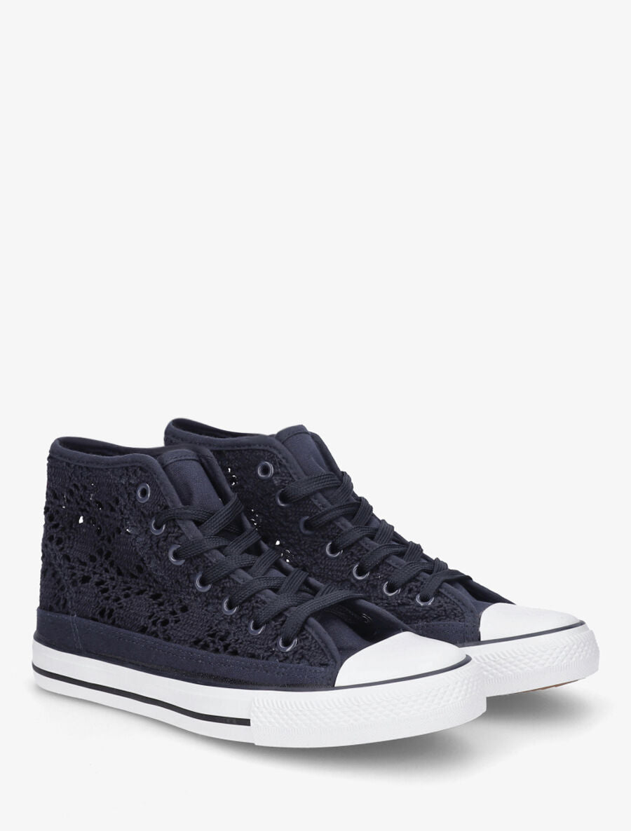 Tennis montantes en crochet - Marine - 4