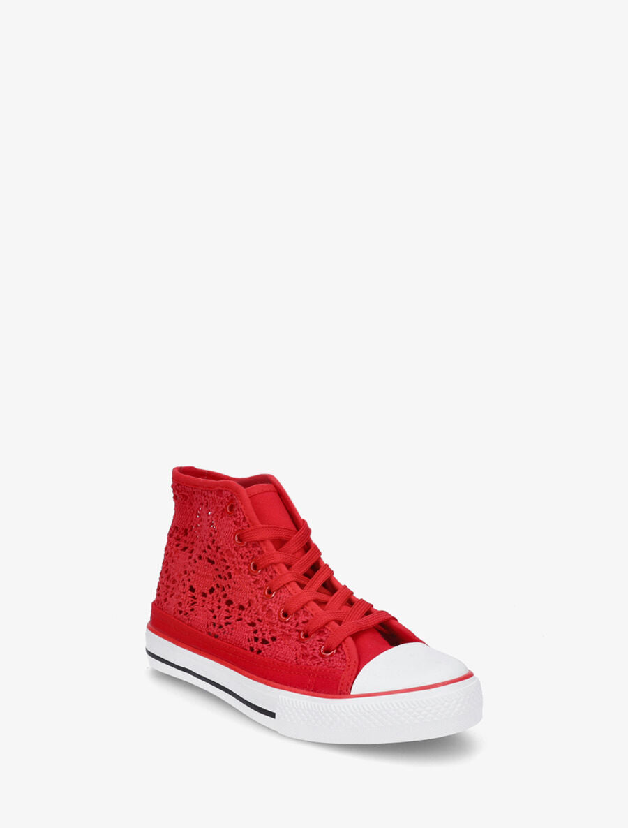 Tennis montantes en crochet - Rouge - 2