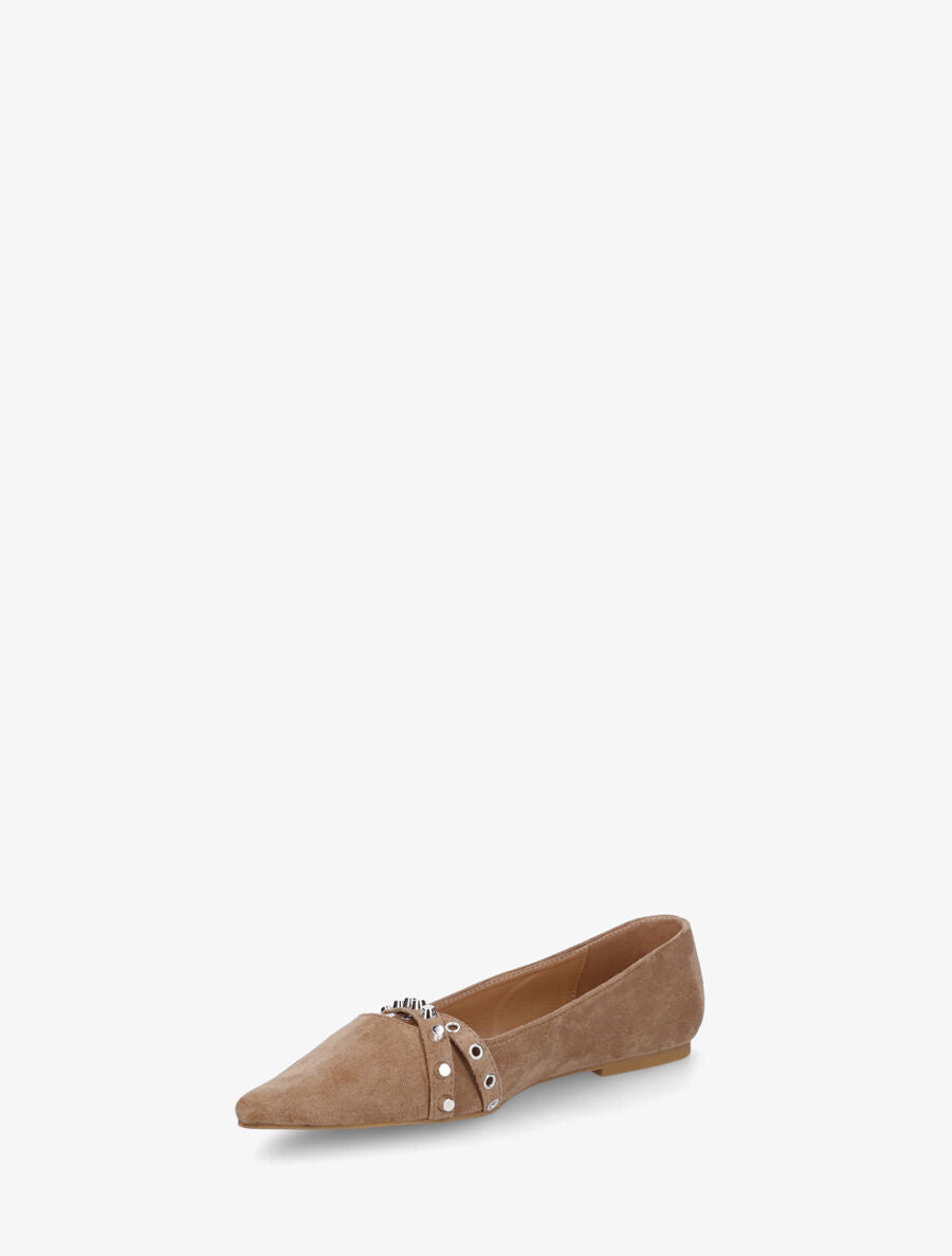 Ballerines en suédine à bout pointu - Beige - 3