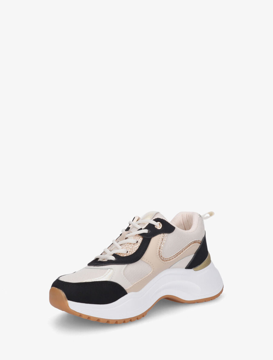 Baskets bimatière à contrefort nacré - Noir - 3