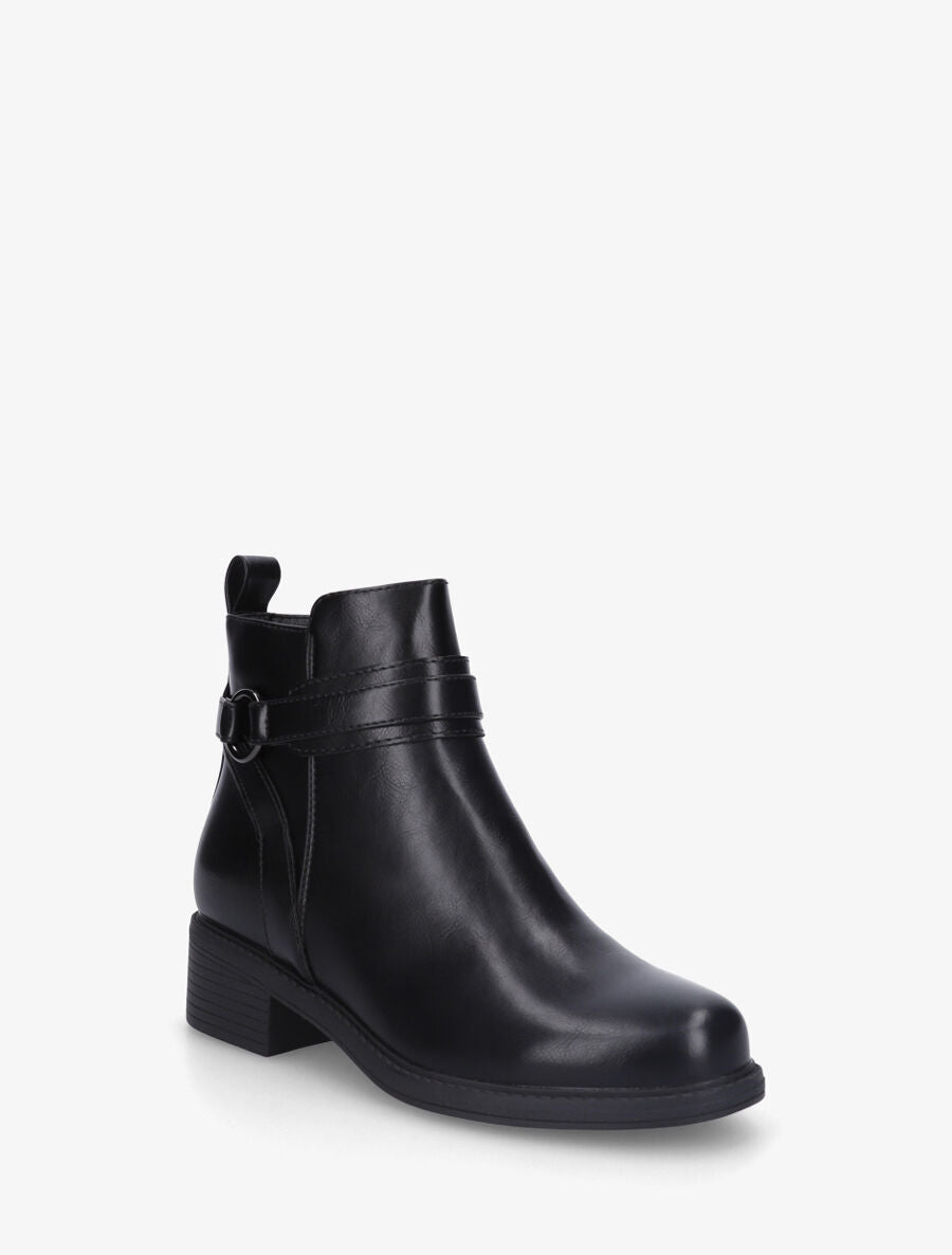 Bottines unies en simili - Noir - 2