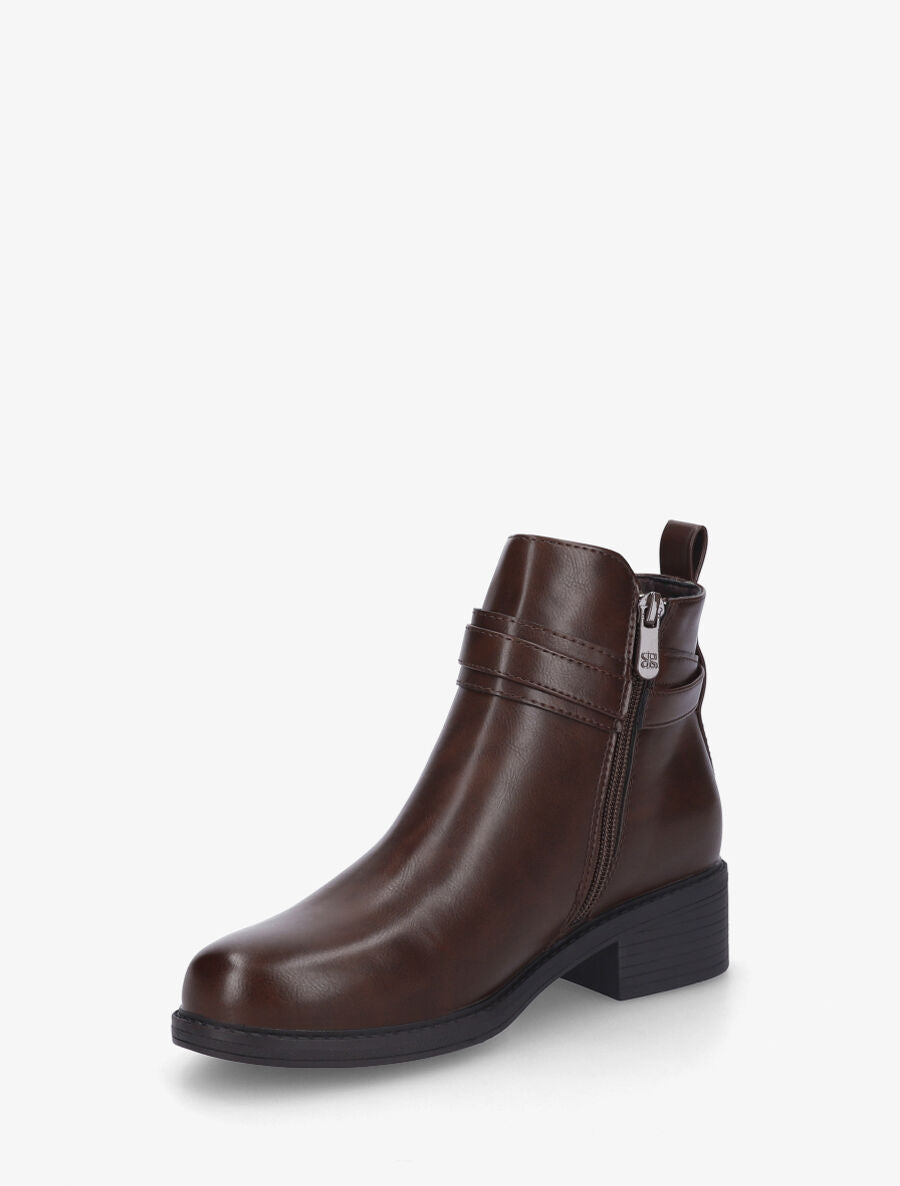 Bottines unies en simili - Marron - 3