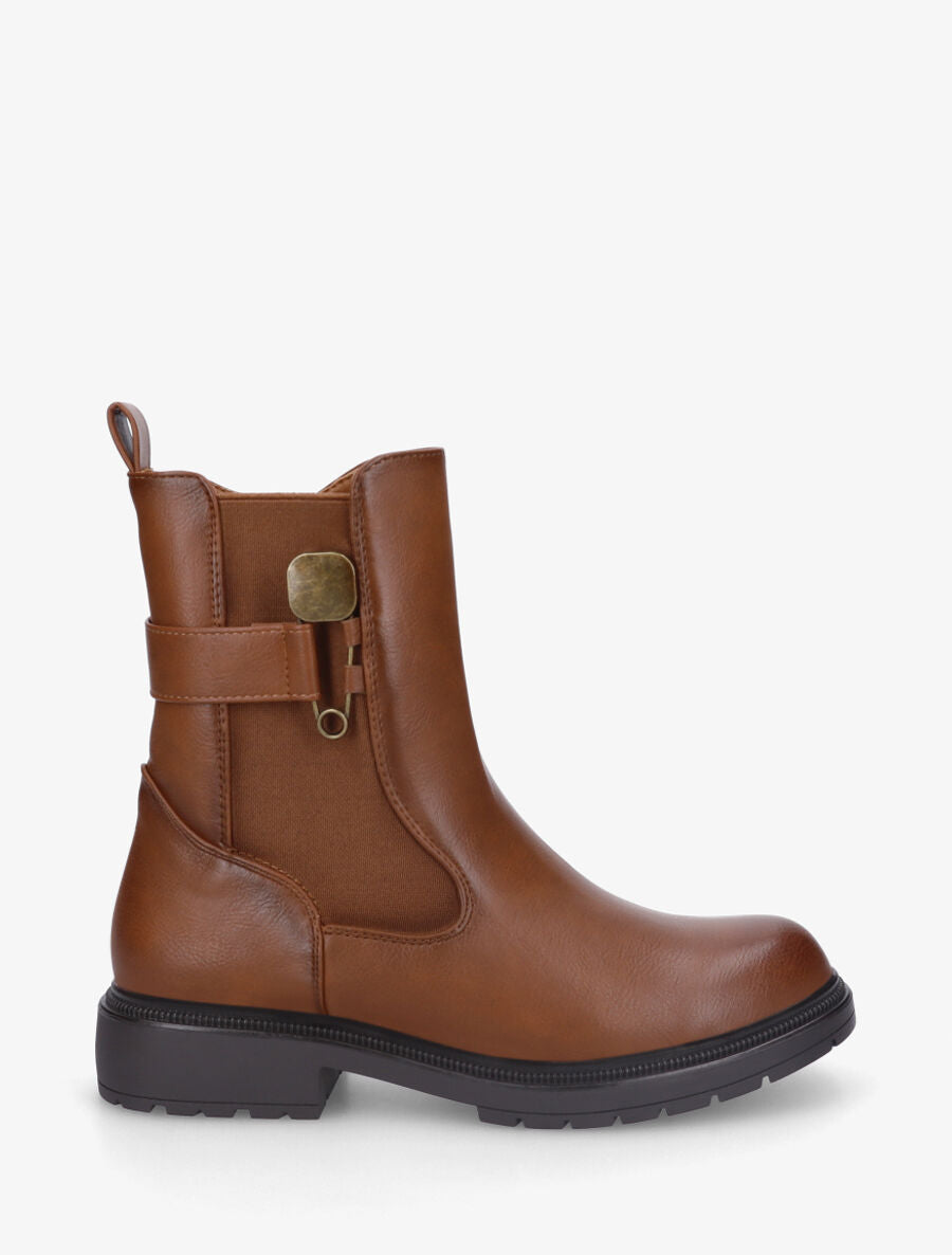 Bottines à empiècement métallique - Camel - 1