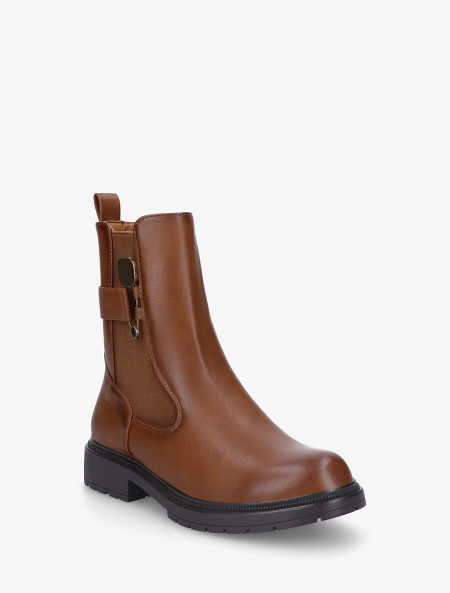 Bottines à empiècement métallique - Camel - 2