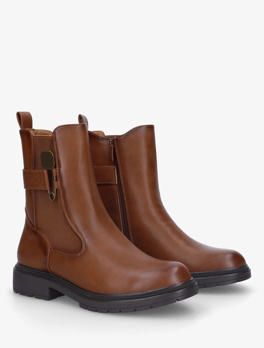 Bottines à empiècement métallique - Camel - 4