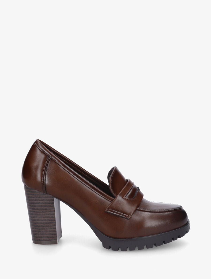 Mocassins à talon bloc - Marron - 5