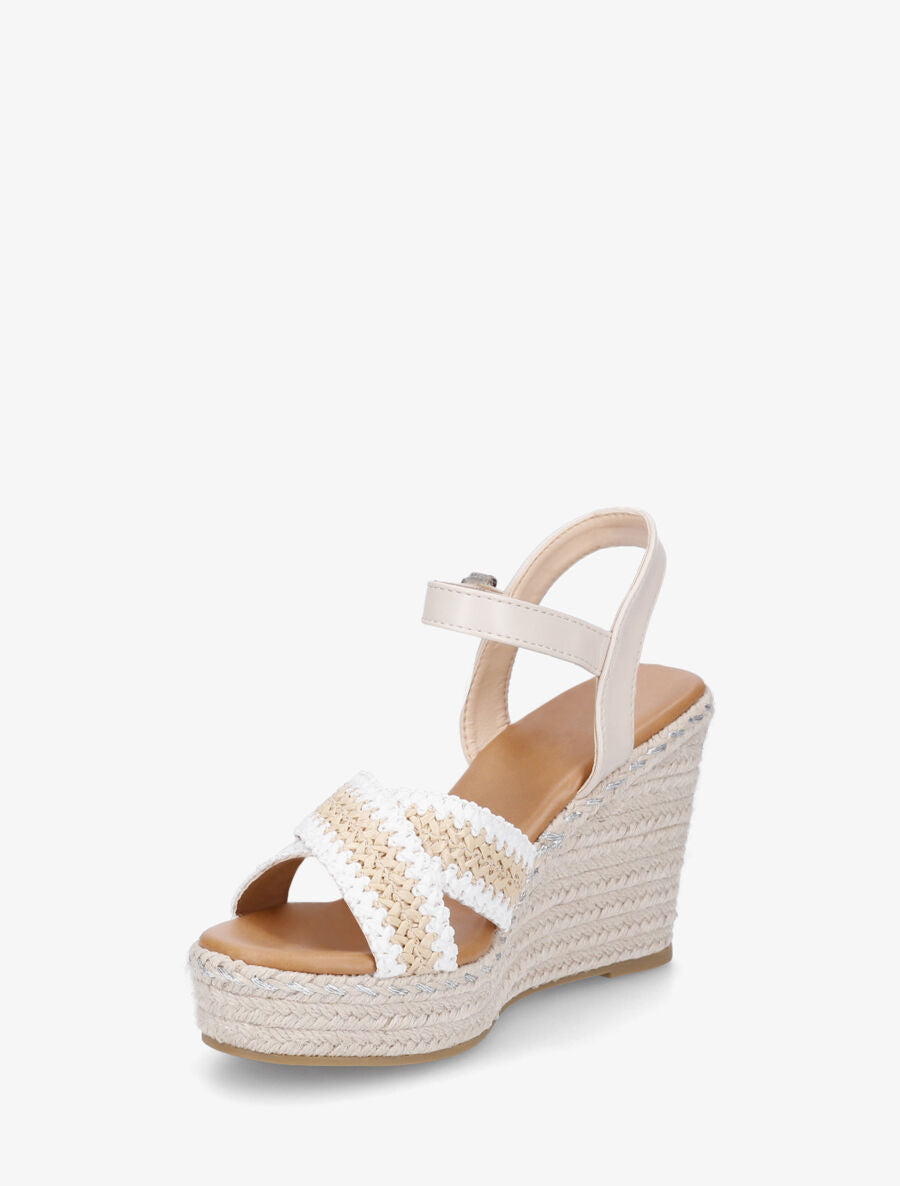 Sandales compensées à brides croisées - Beige - 3