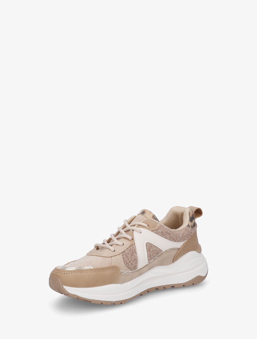Baskets compensées multi-matières - Taupe - 3