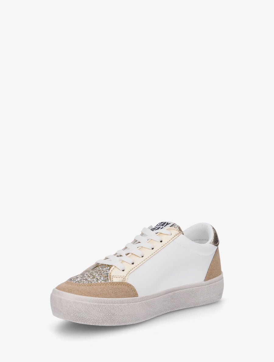Sneakers bimatière et étoile incrustée - Taupe - 3