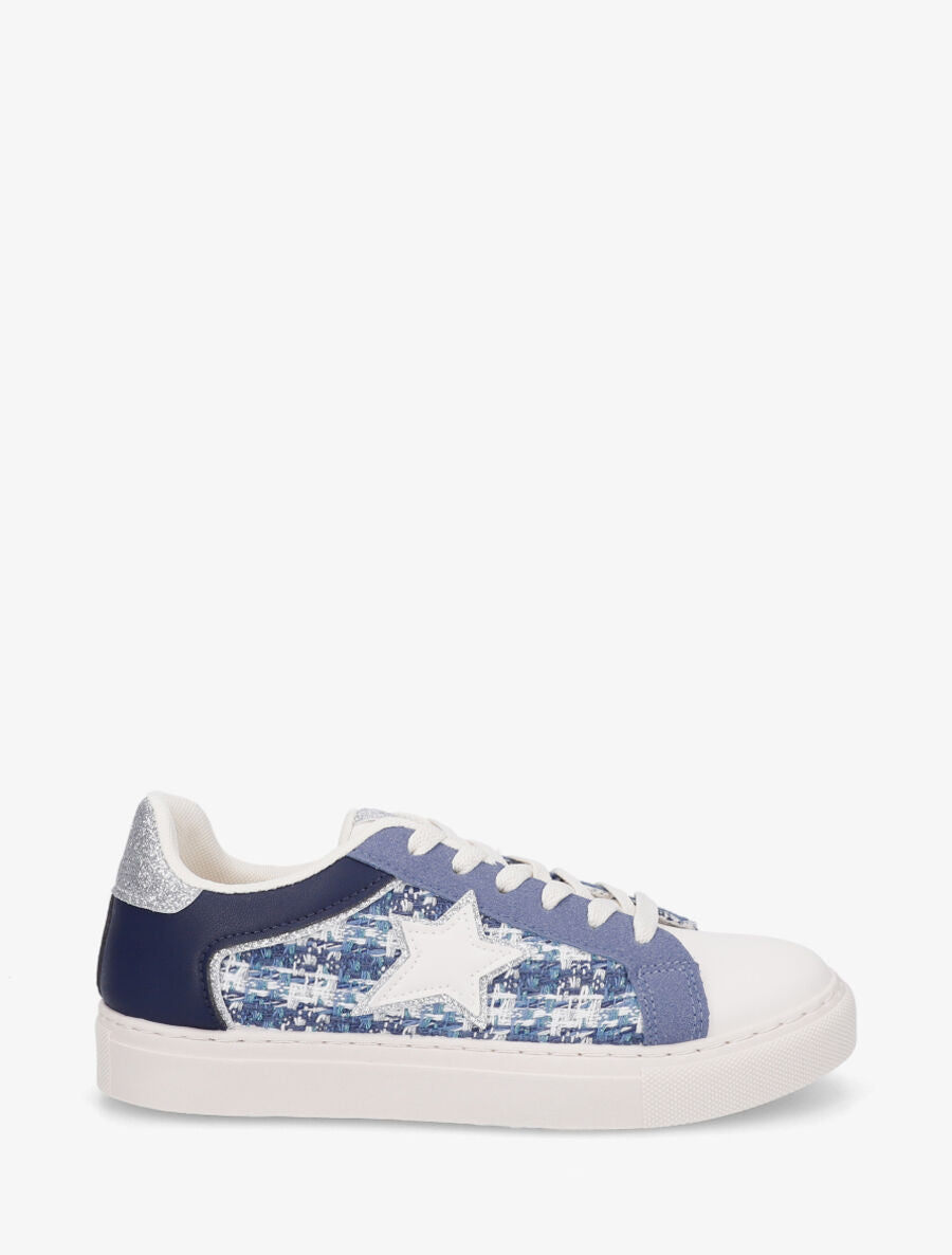 Sneakers en simili à détail étoile - Bleu - 1