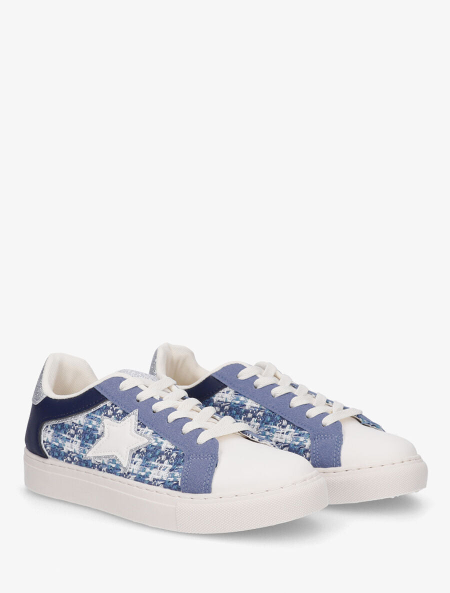 Sneakers en simili à détail étoile - Bleu - 4