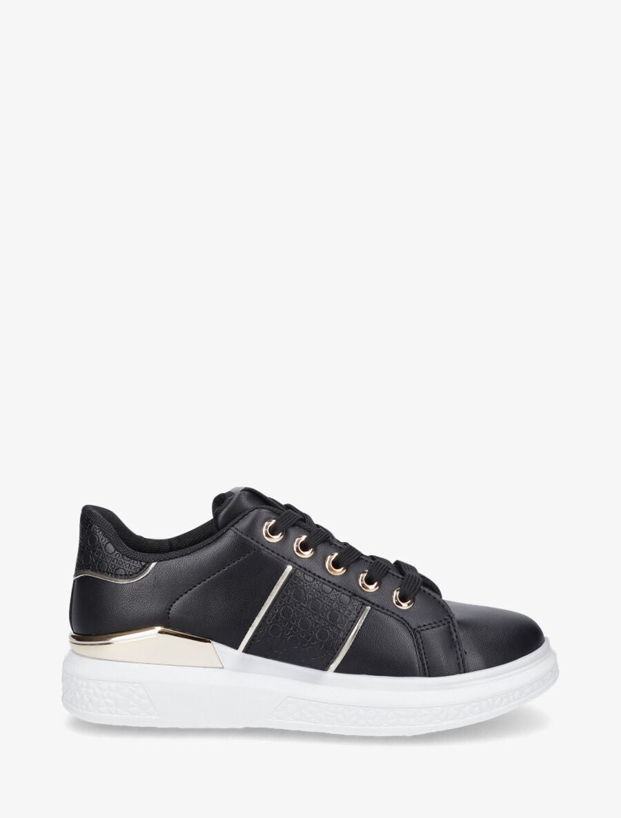Sneakers à semelle texturée et empiècement métallique - Noir - 1
