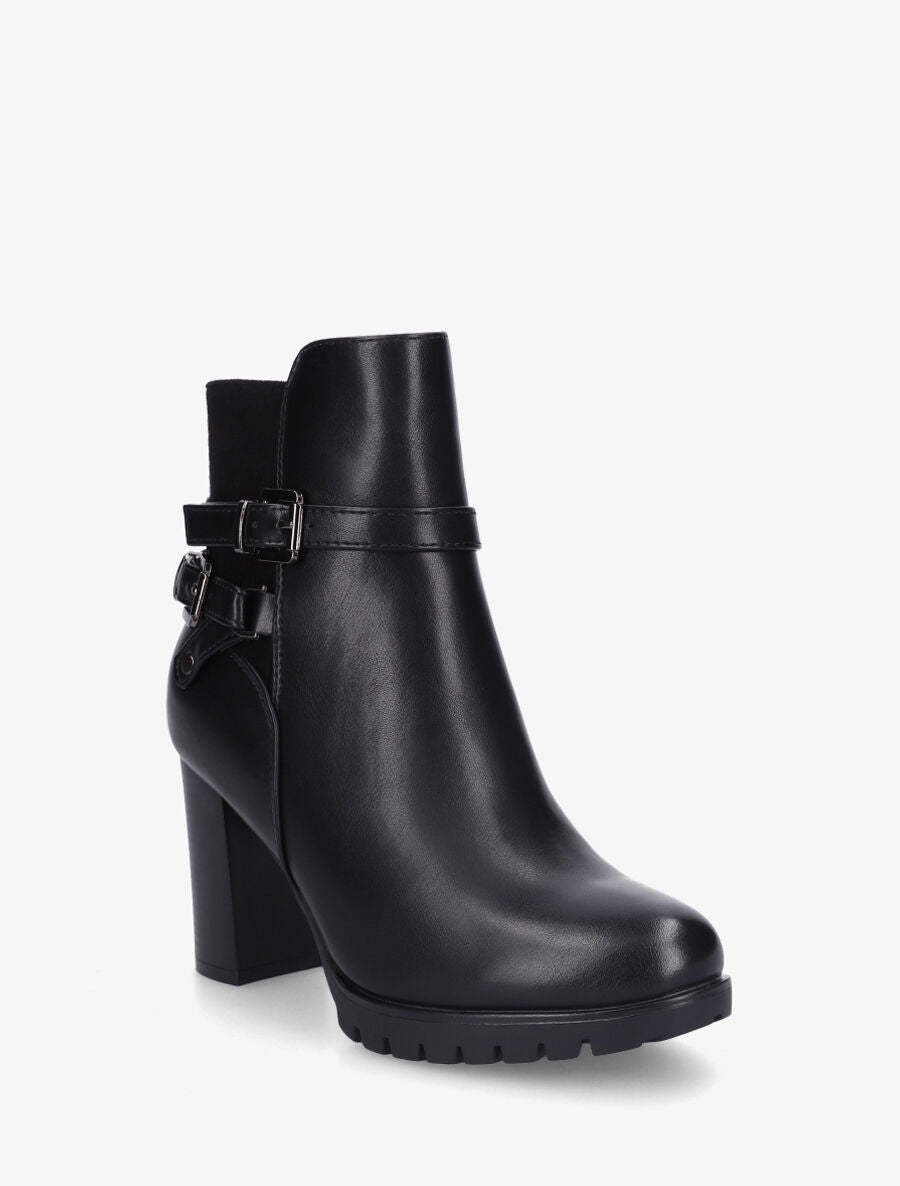 Bottines bimatière à talon haut - Noir - 2