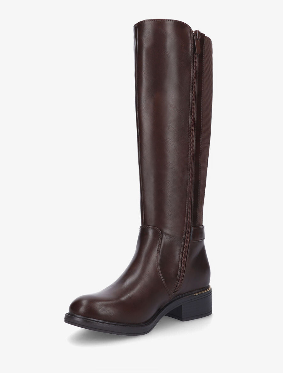 Bottes unies élastiquées à empiècement métal - Marron - 3