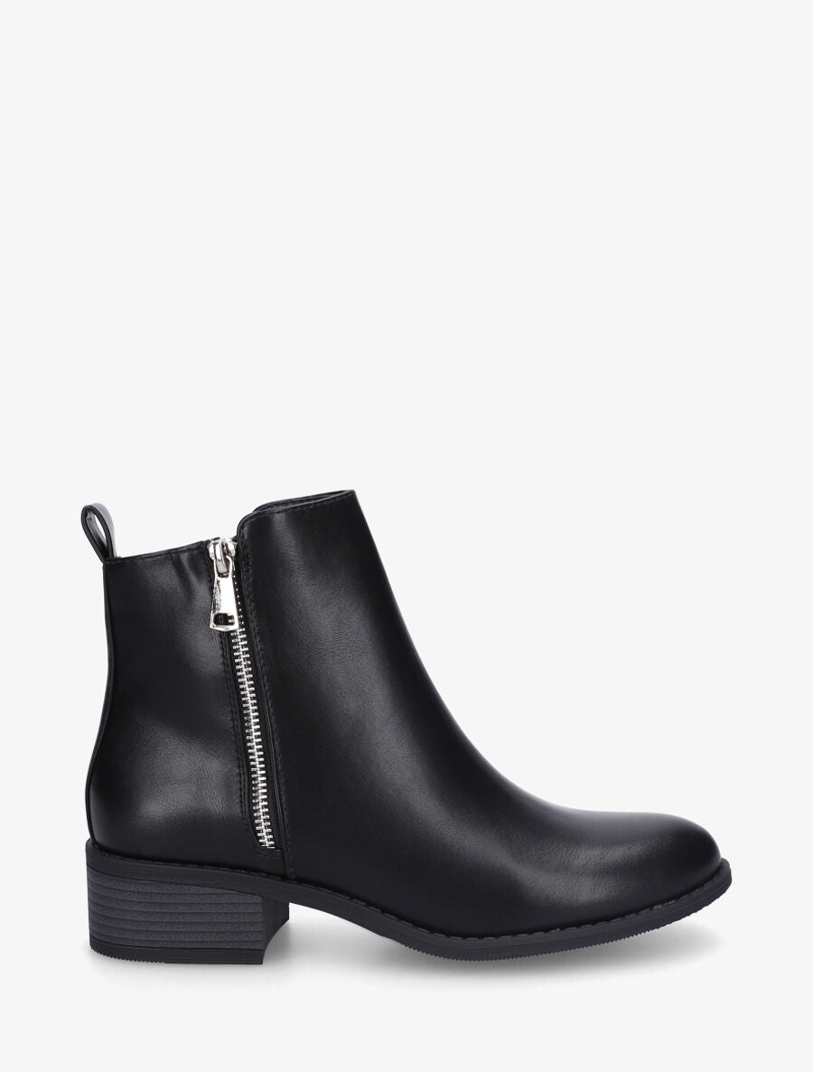 Bottines en simili à zip - Noir - 5