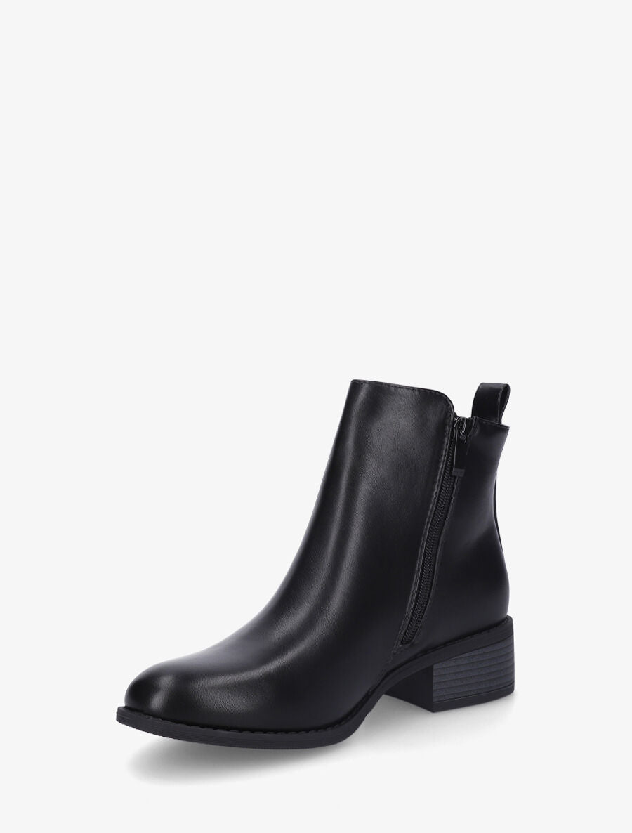 Bottines en simili à zip - Noir - 3