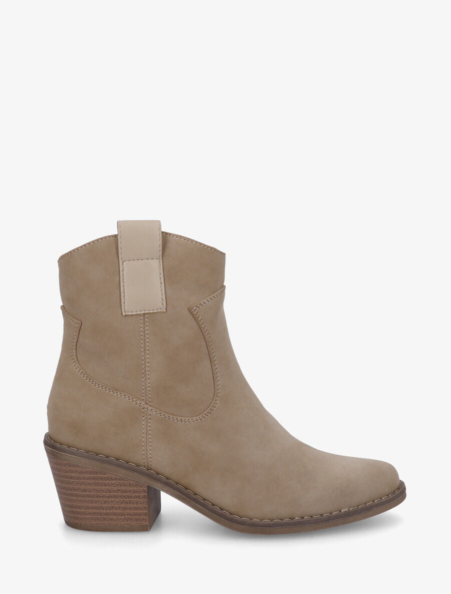 Bottines unies style santiags - Taupe - 1