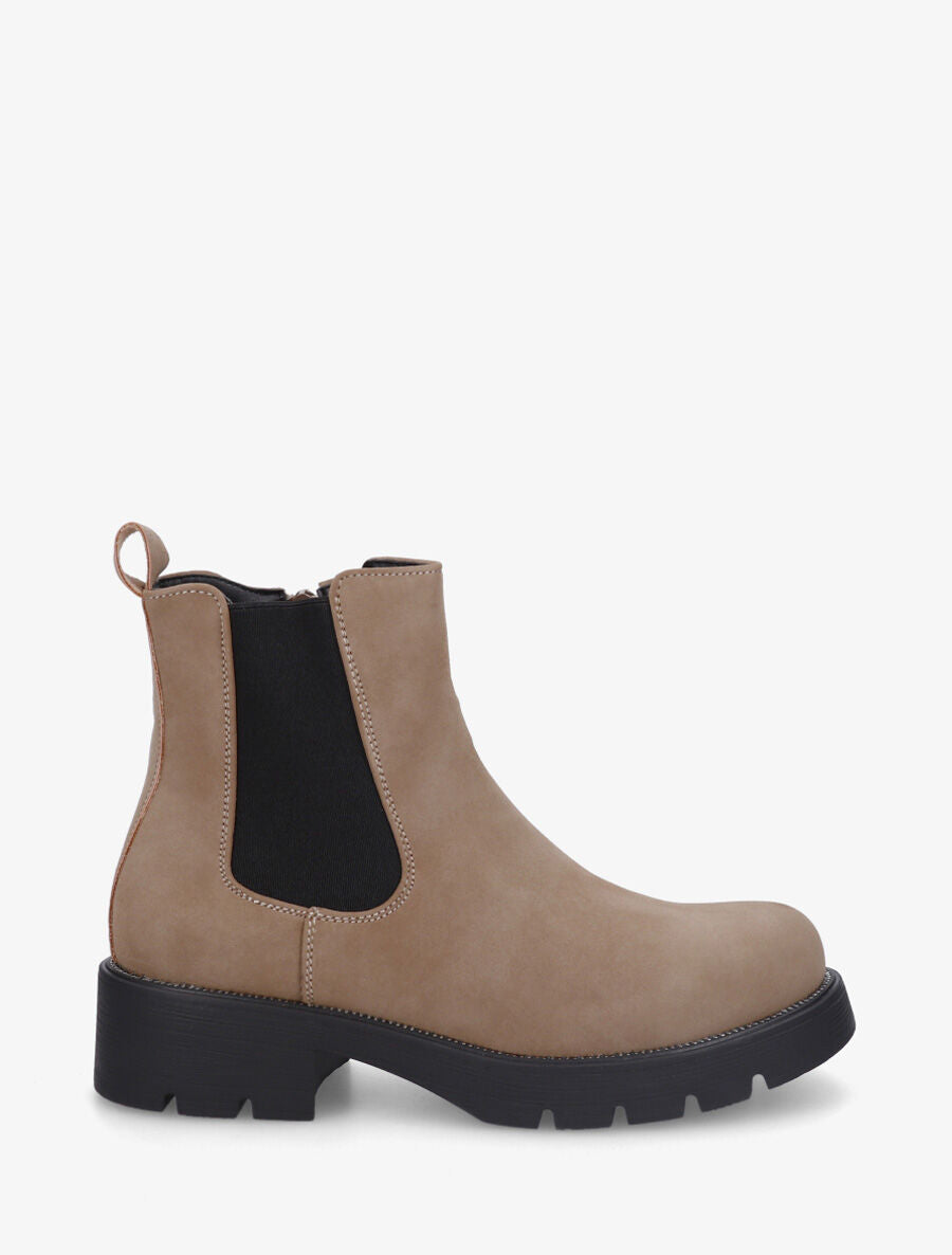 Bottines élastiquées en suédine - Taupe - 1