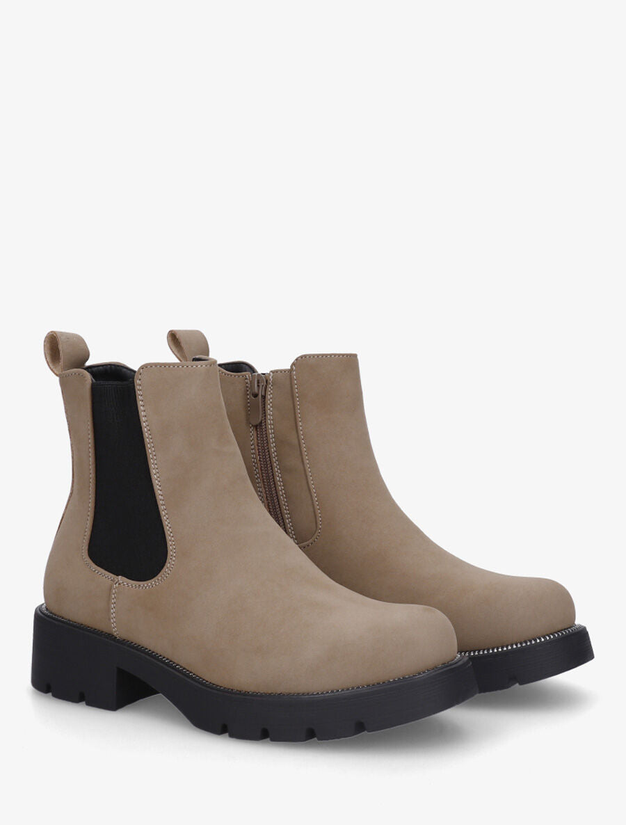 Bottines élastiquées en suédine - Taupe - 4