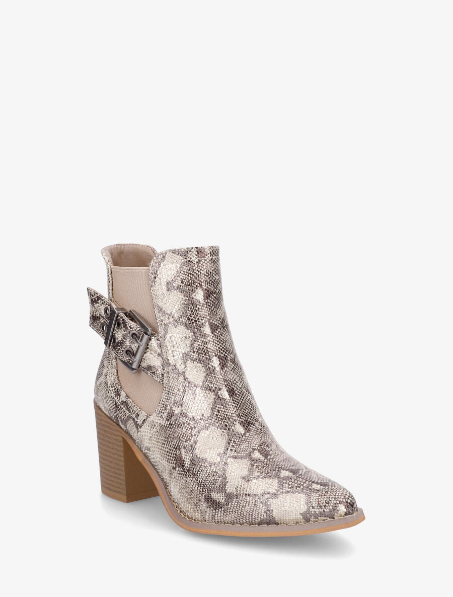 Bottines élastiquées imprimé python - Beige - 2