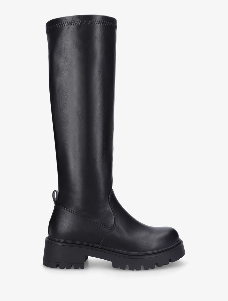 Bottes unies en simili - Noir - 1
