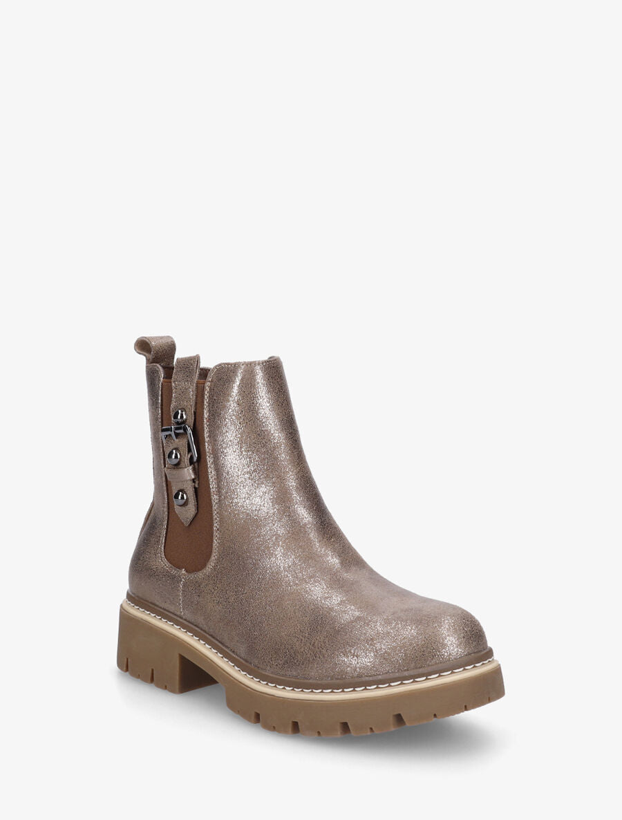 Bottines élastiquées irisées en simili - Or - 2