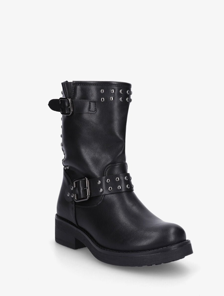 Bottines en simili cloutées - Noir - 2