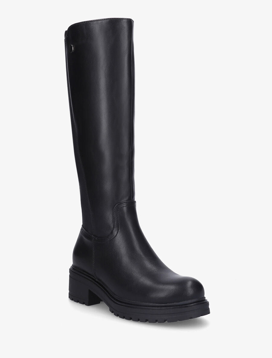 Bottes élastiquées en simili - Noir - 2