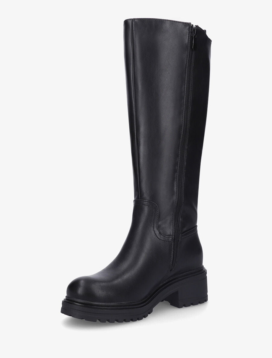 Bottes élastiquées en simili - Noir - 3