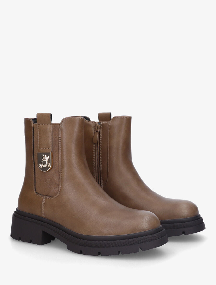 Bottines en simili élastiquées - Taupe - 4