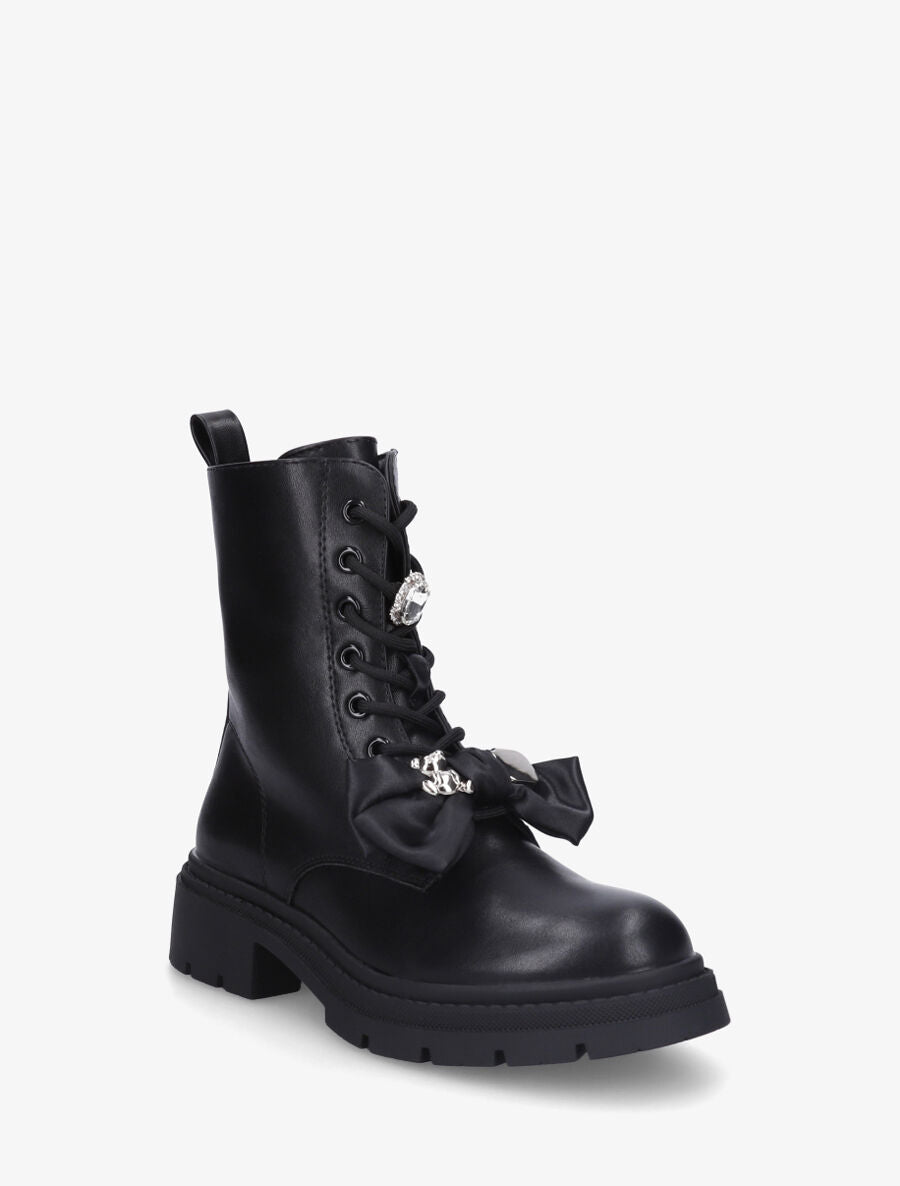 Bottines montantes à empiècement bijoux - Noir - 2