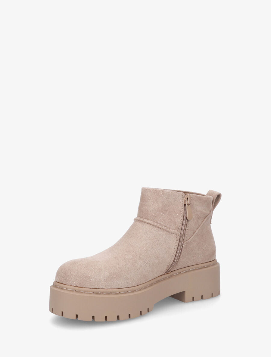 Low boots irisées en suédine - Beige - 3