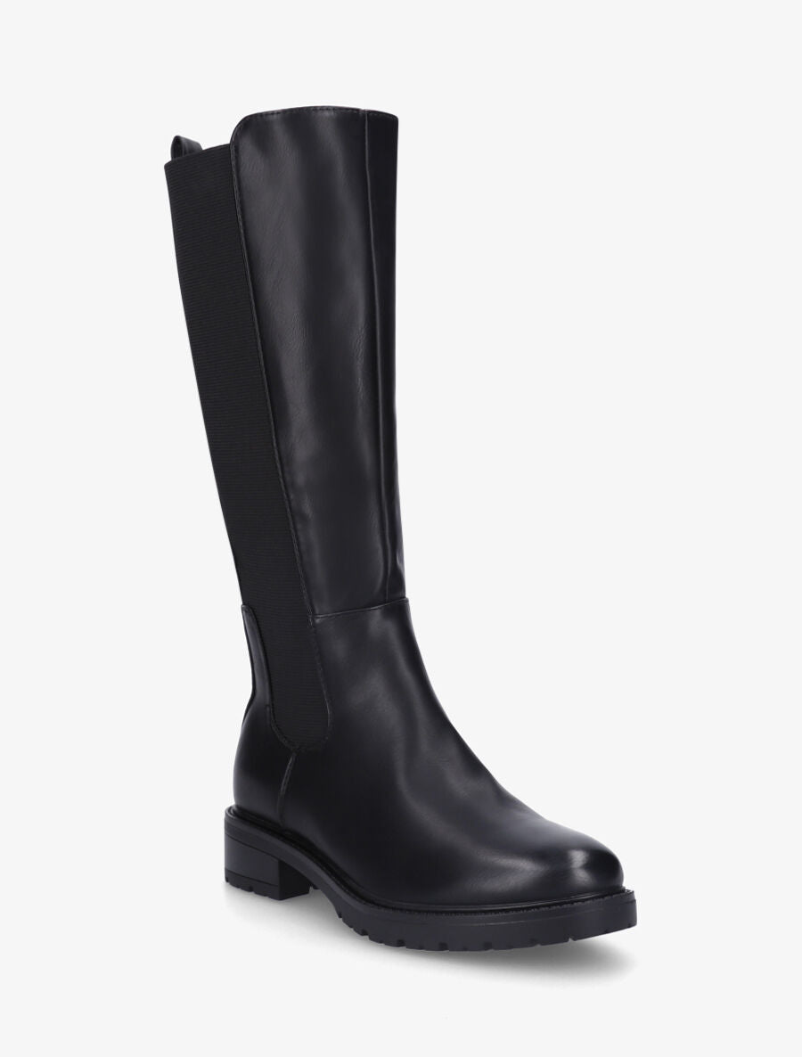 Bottes unies élastiquées à talon et semelle crantés - Noir - 2