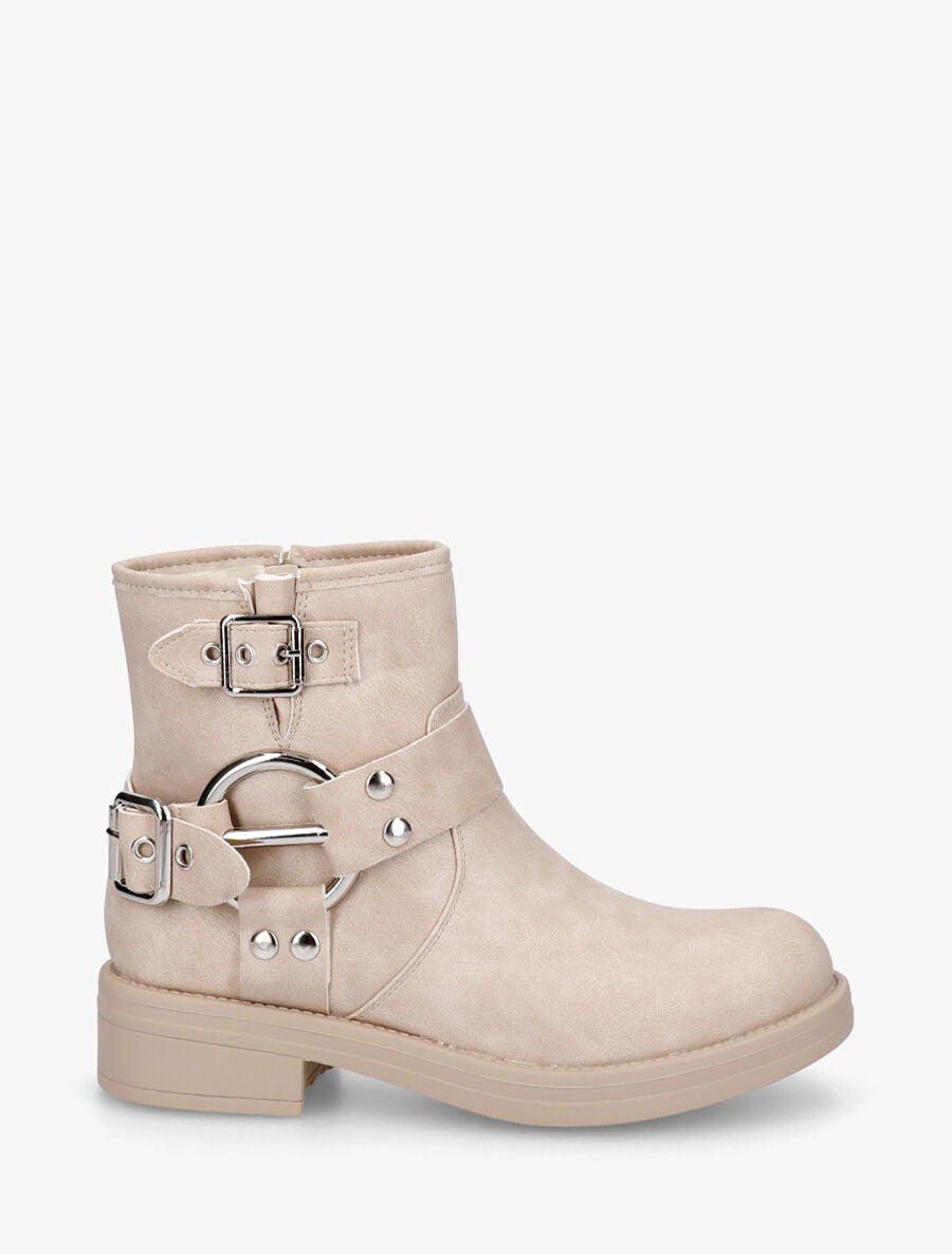 Bottines unies sanglées - Beige - 1