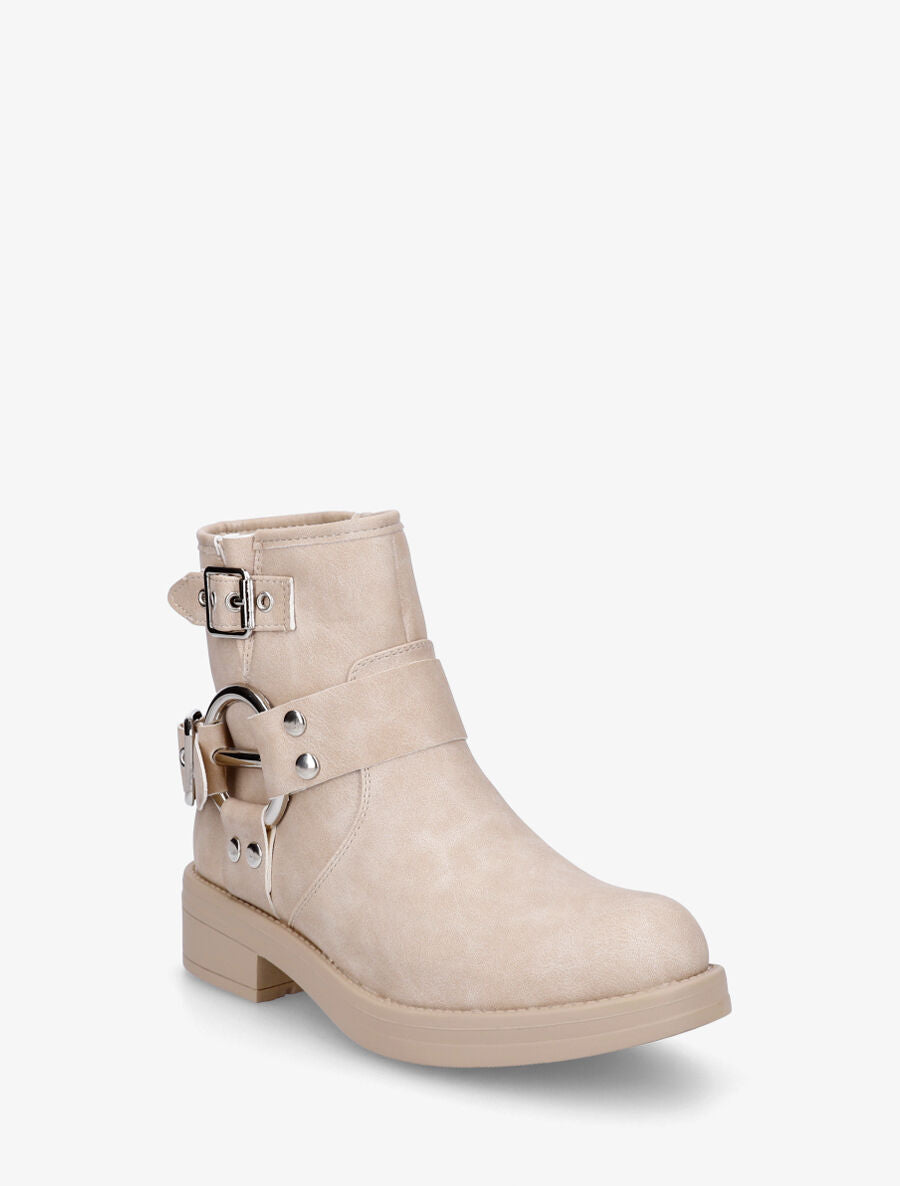 Bottines unies sanglées - Beige - 2