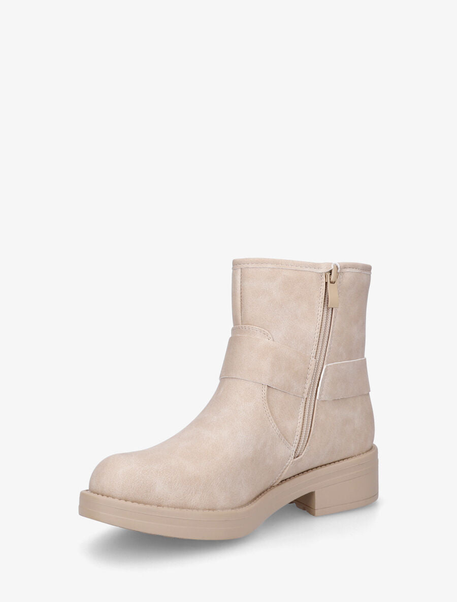Bottines unies sanglées - Beige - 3