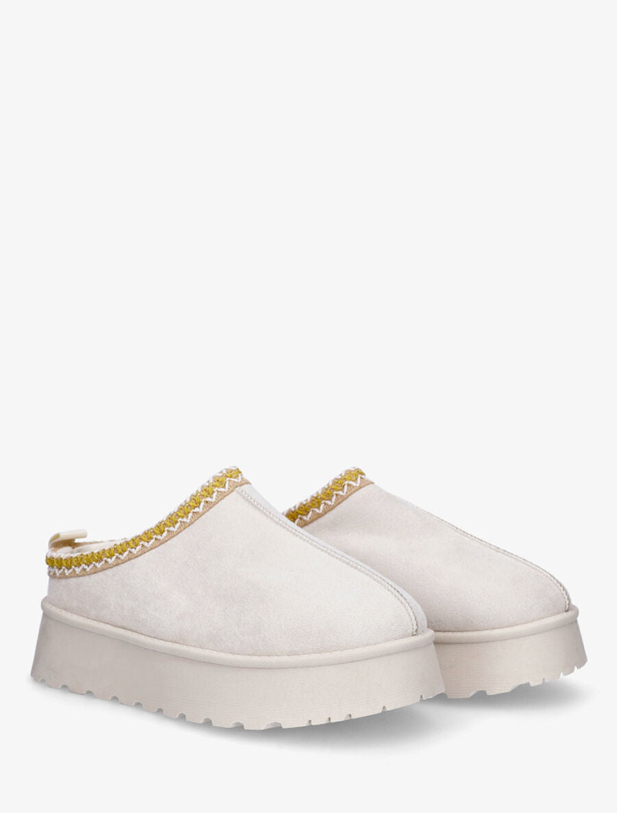 Bottines basses à plateforme en suédine - Beige - 4