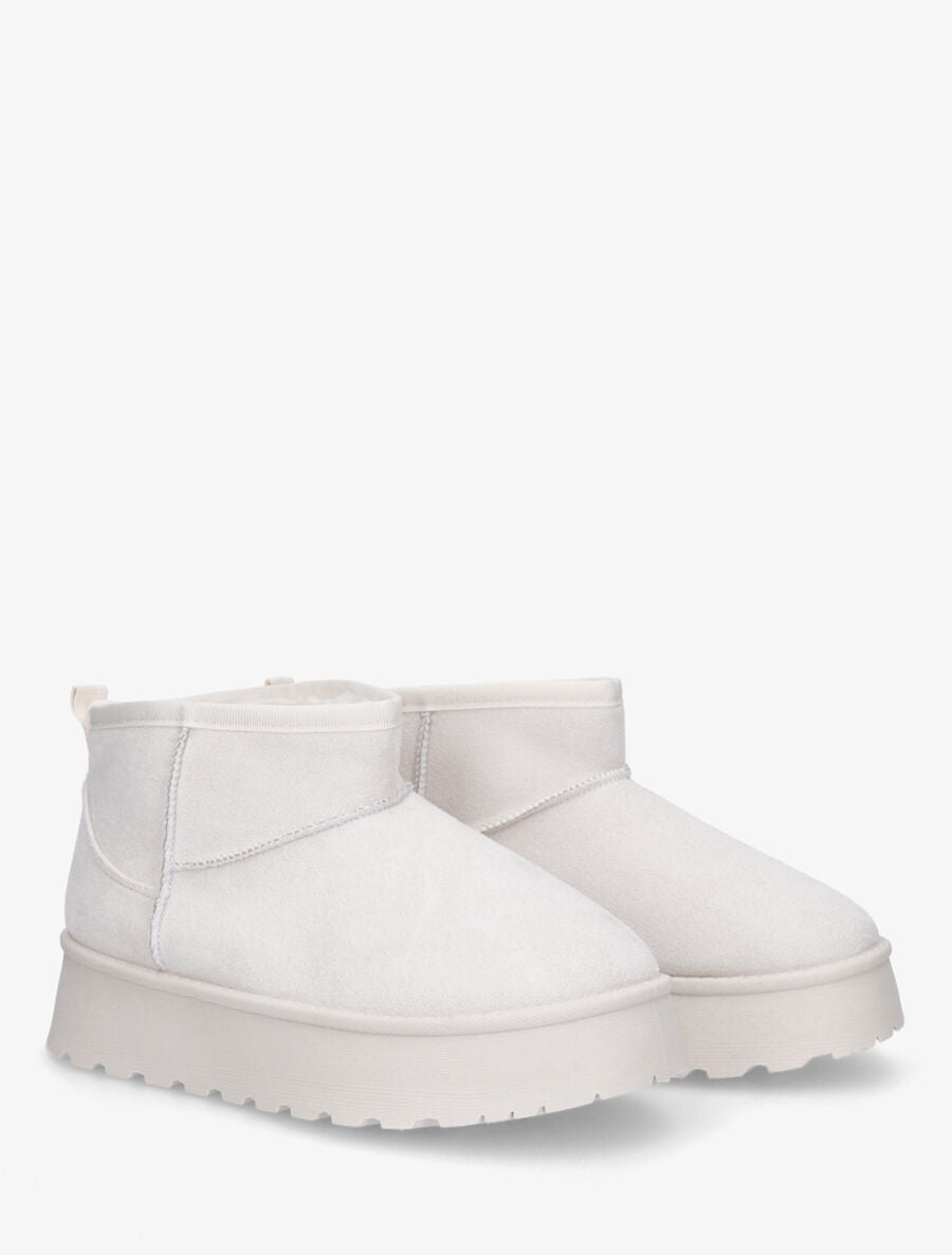 Bottines basses à interieur fourré - Crème - 4