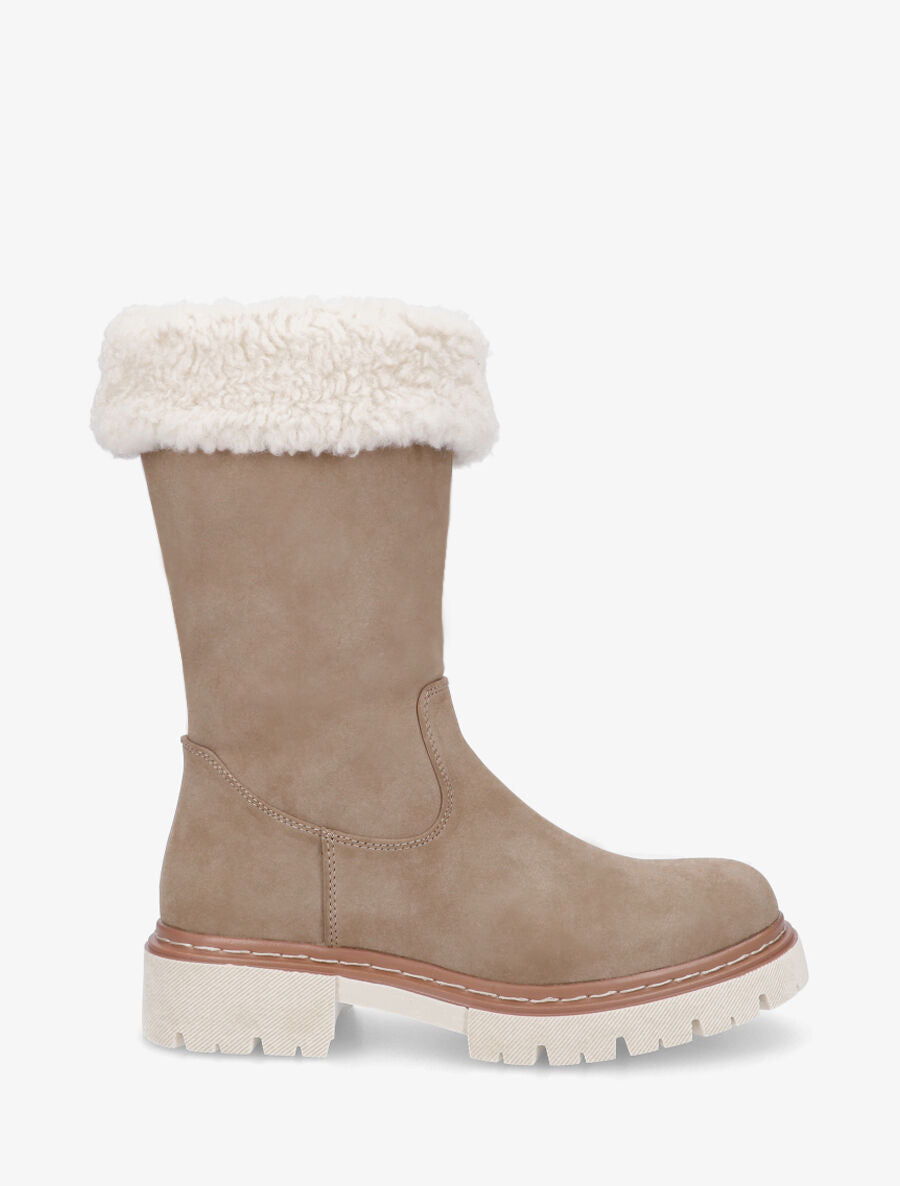 Bottines montantes effet nubuck - Taupe - 1