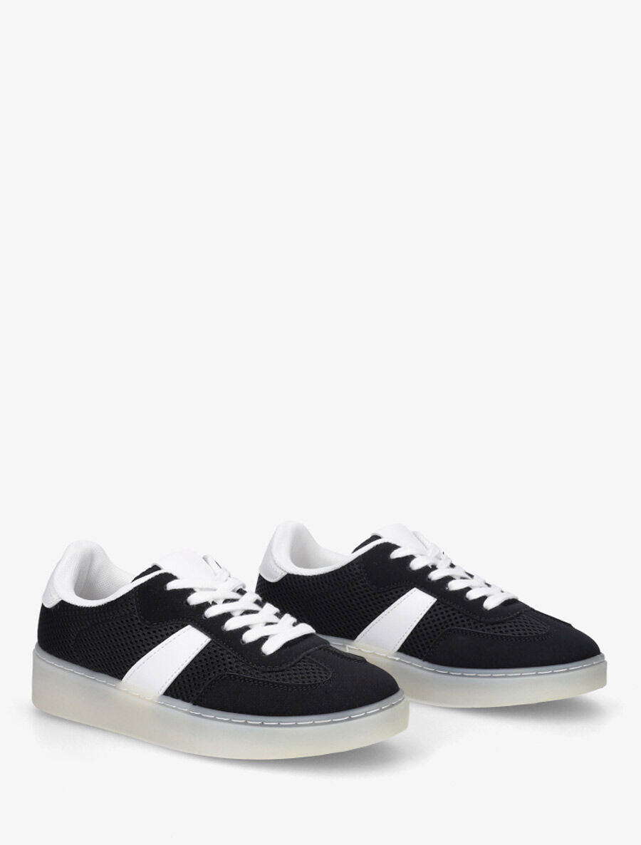 Sneakers en toile à semelle plate - Noir - 4