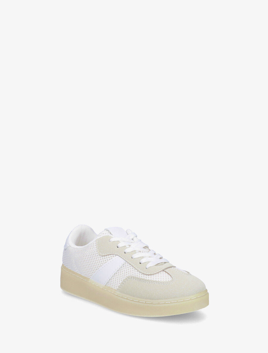 Sneakers en toile à semelle plate - Blanc - 2