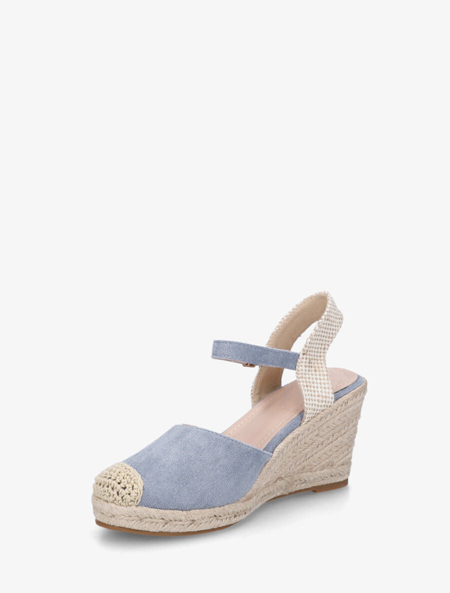 Sandales compensées en suédine - Bleu - 3