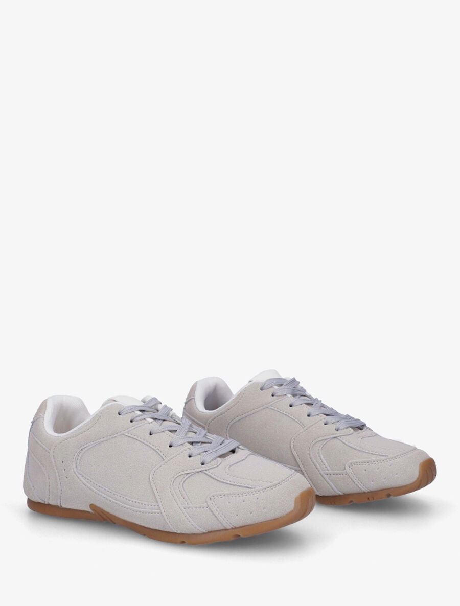 Sneakers plates unies effet nubuck - Gris - 4