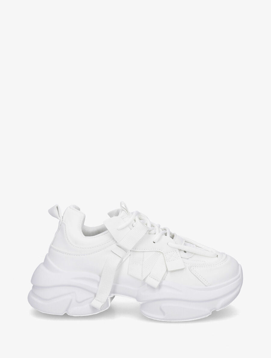Baskets color block en simili - Blanc - 5