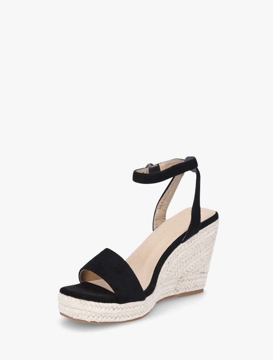 Sandales compensées en suédine - Noir - 4