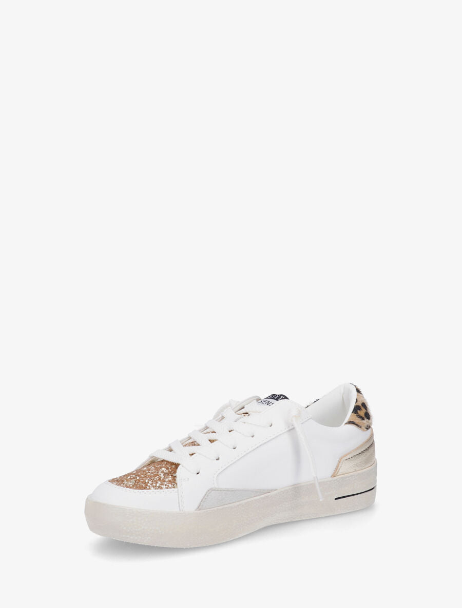 Sneakers en simili à détail pailleté - Or - 3